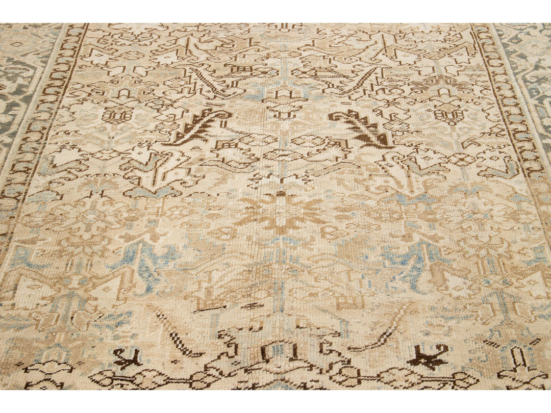 Antique Heriz Wool Rug 7 X 9