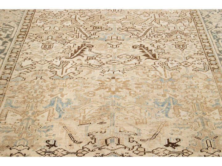 Antique Heriz Wool Rug 7 X 9