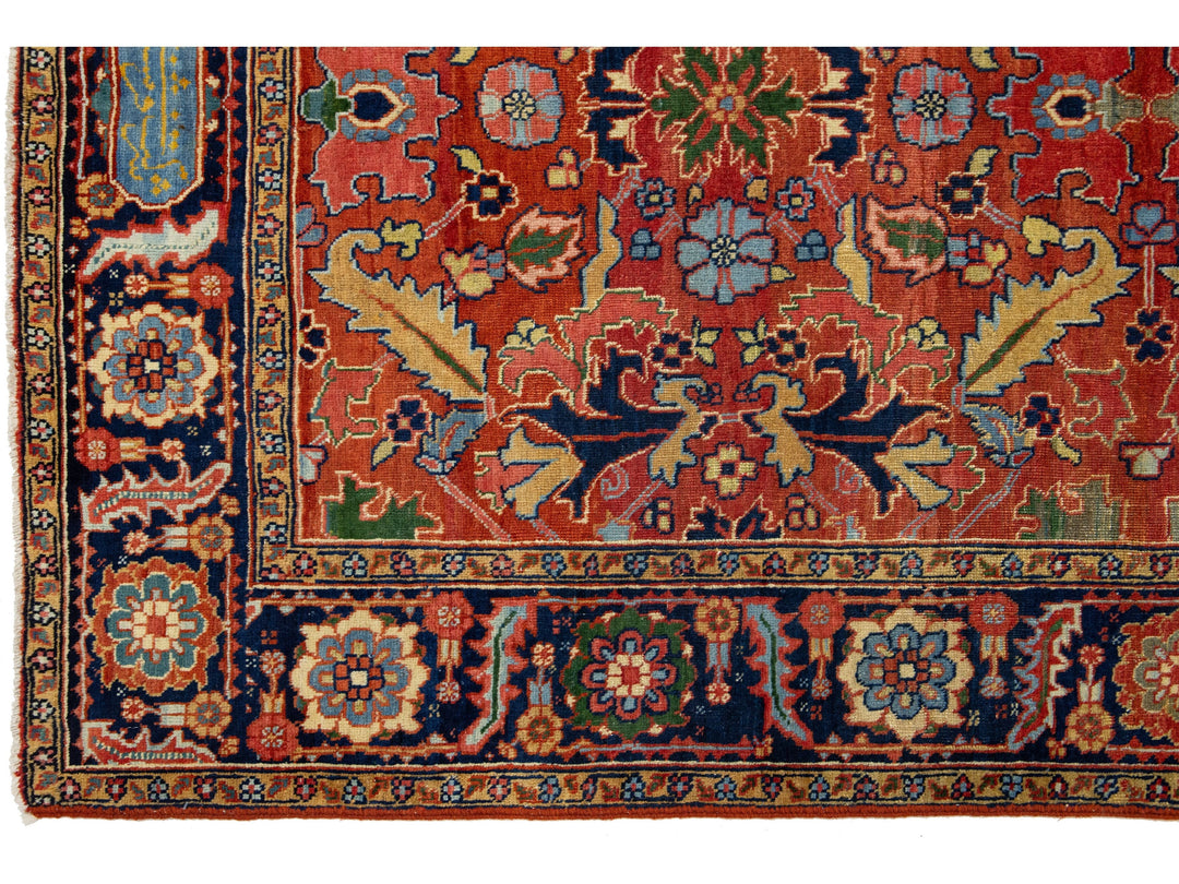 Antique Heriz Wool Rug 5 x 8