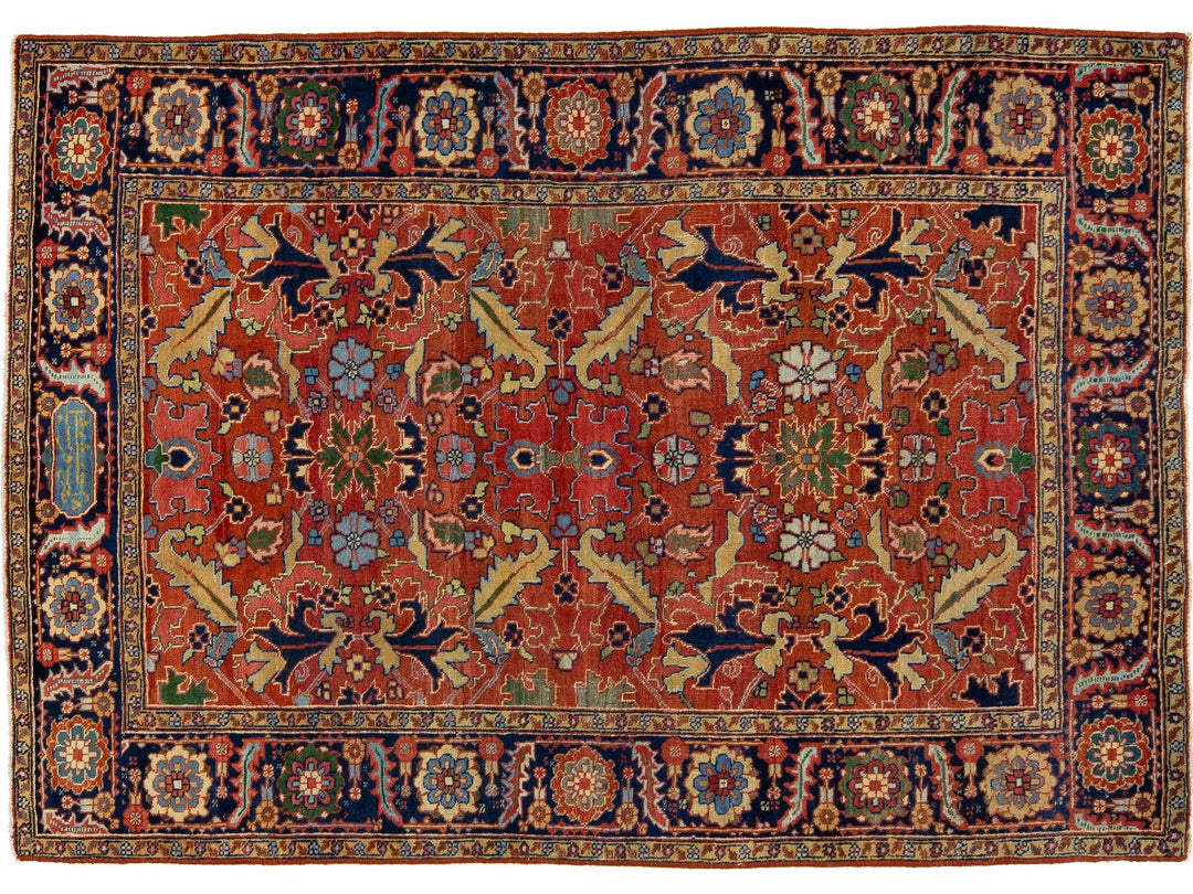 Antique Heriz Wool Rug 5 x 8