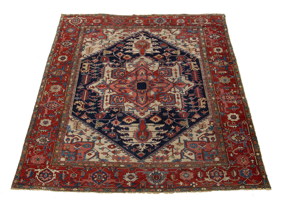 Antique Heriz Wool Rug 9 X 11