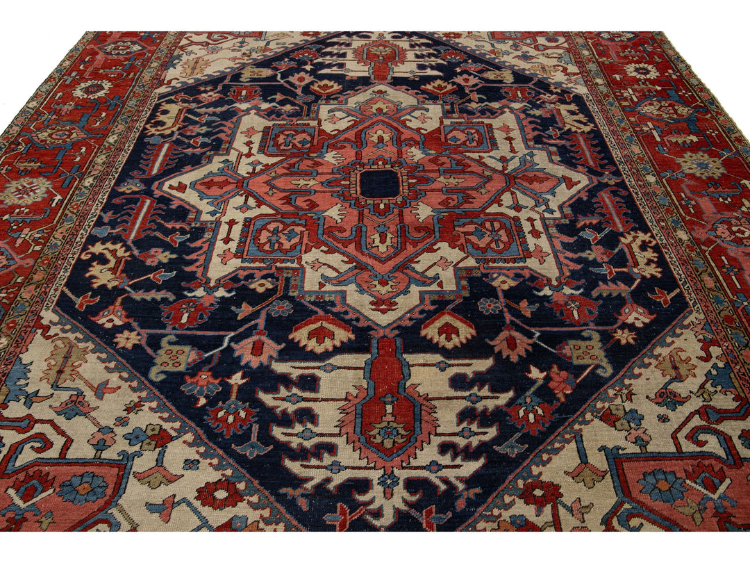 Antique Heriz Wool Rug 9 X 11