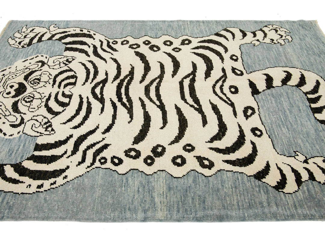Modern Tiger Wool Rug 5 X 7