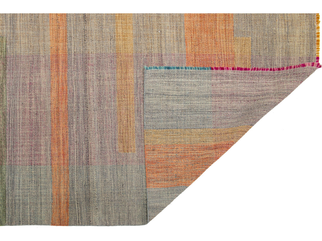 Modern Kilim Flatweave Wool Rug 10 X 13