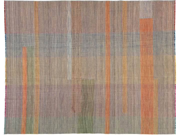 Modern Kilim Flatweave Wool Rug 10 X 13