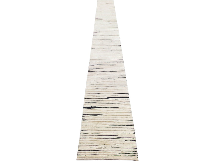 Modern Moroccan Wool Runner 3 X 29