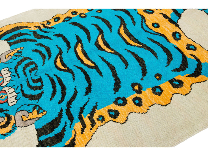 Modern Tiger Wool Rug 5 X 7