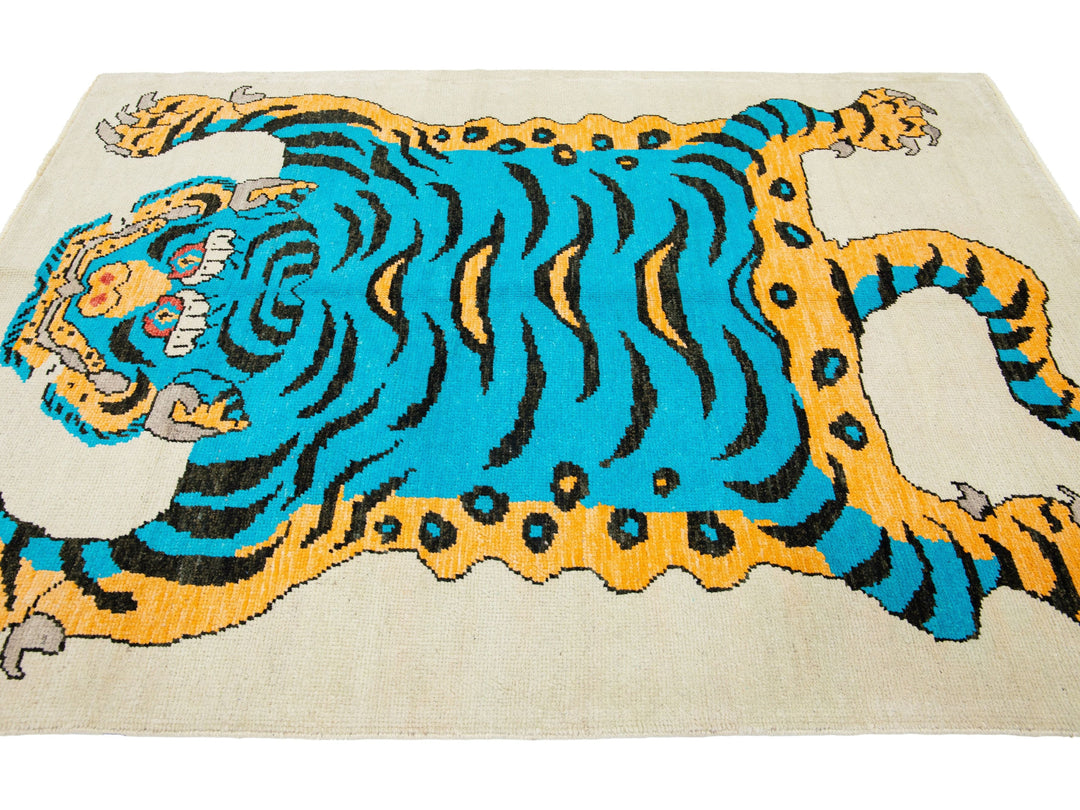 Modern Tiger Wool Rug 5 X 7