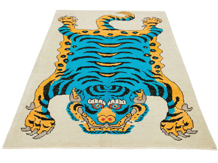 Modern Tiger Wool Rug 5 X 7