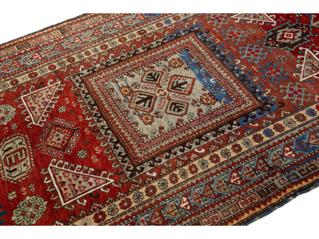 Antique Kazak Wool Rug 4 X 7