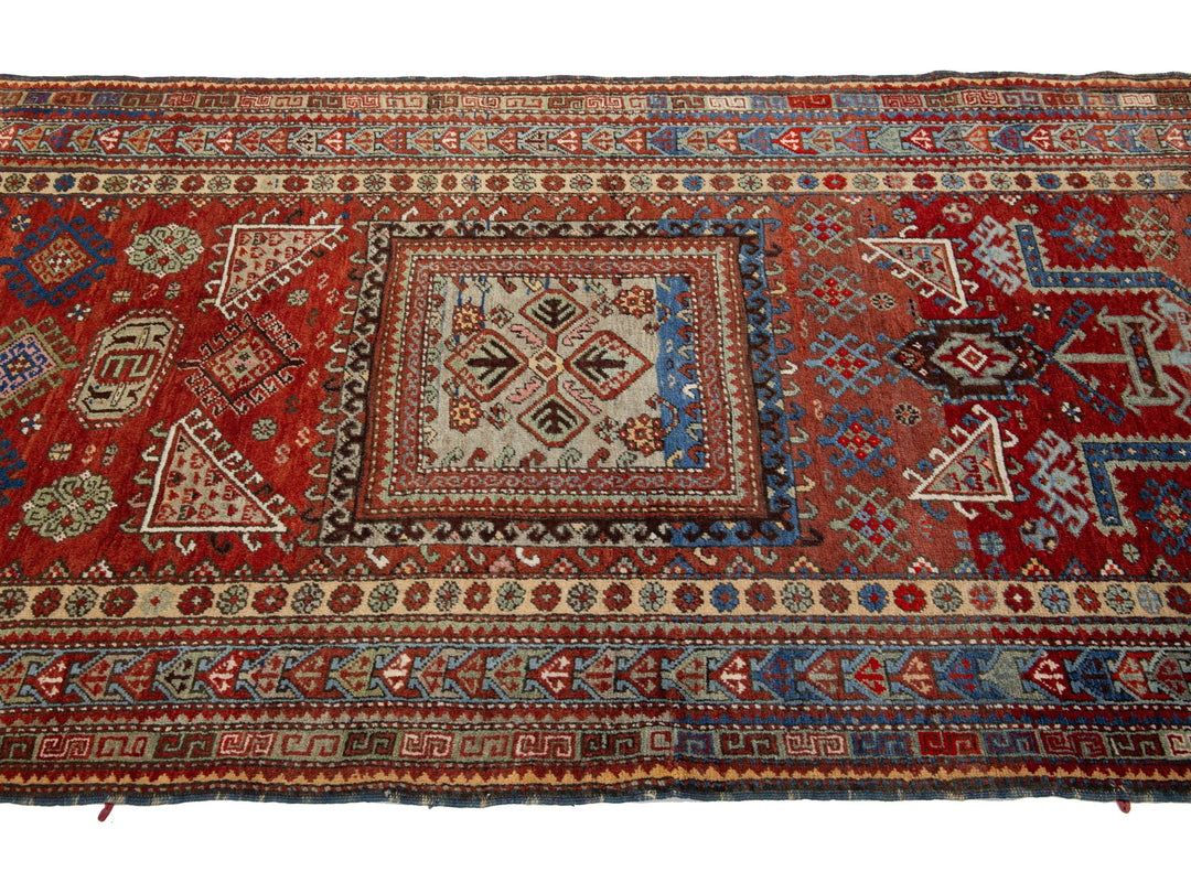 Antique Kazak Wool Rug 4 X 7