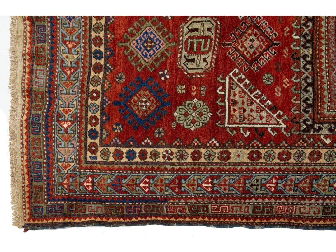 Antique Kazak Wool Rug 4 X 7