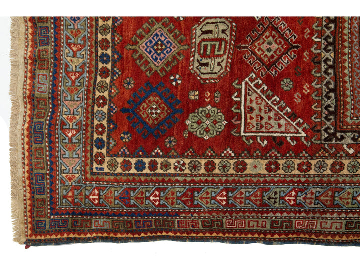 Antique Kazak Wool Rug 4 X 7