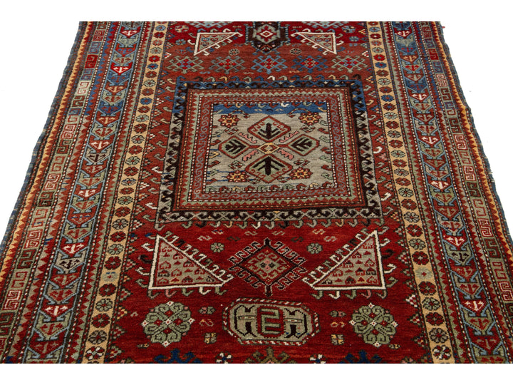 Antique Kazak Wool Rug 4 X 7