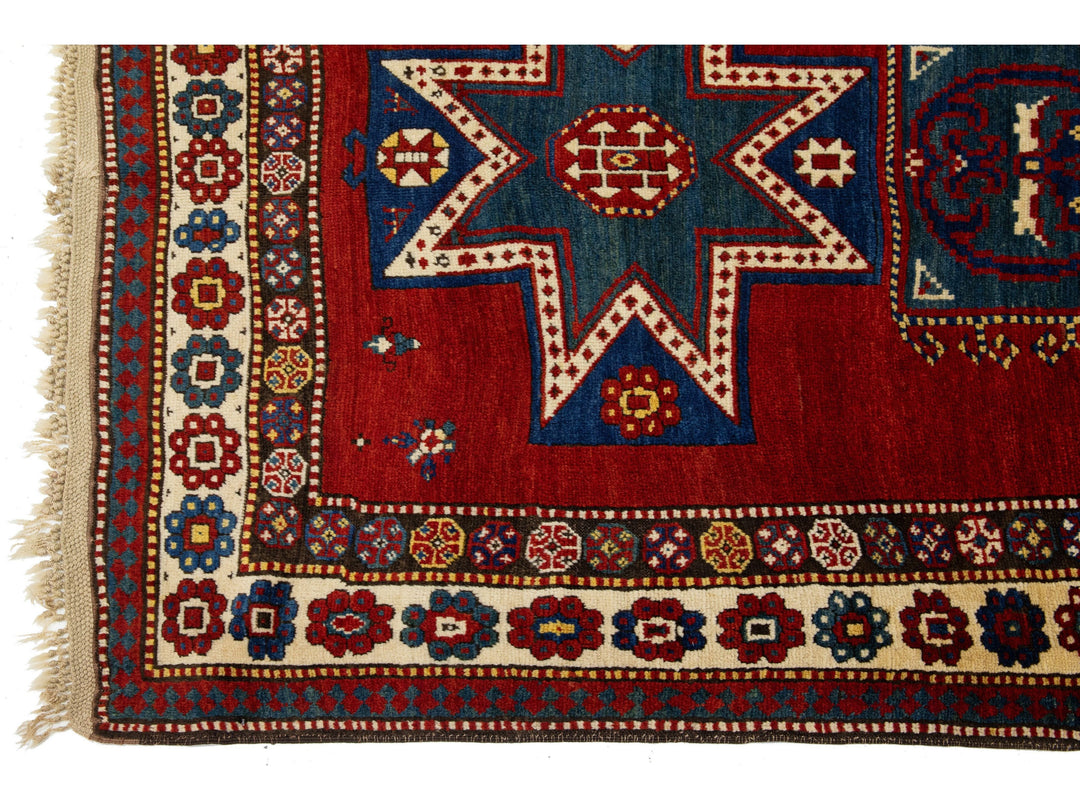 Antique Kazak Wool Rug 5 X 8