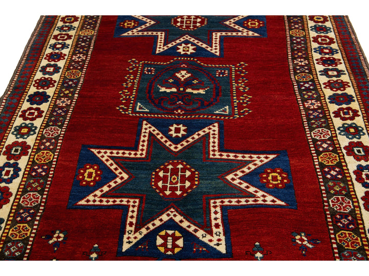 Antique Kazak Wool Rug 5 X 8