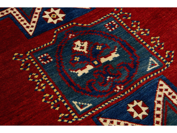 Antique Kazak Wool Rug 5 X 8