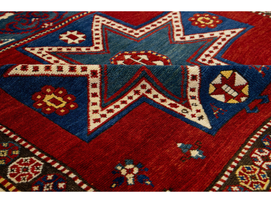 Antique Kazak Wool Rug 5 X 8