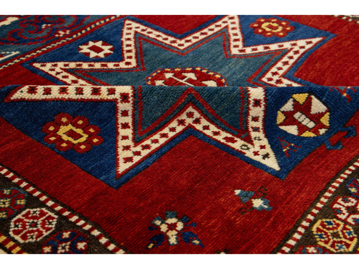 Antique Kazak Wool Rug 5 X 8