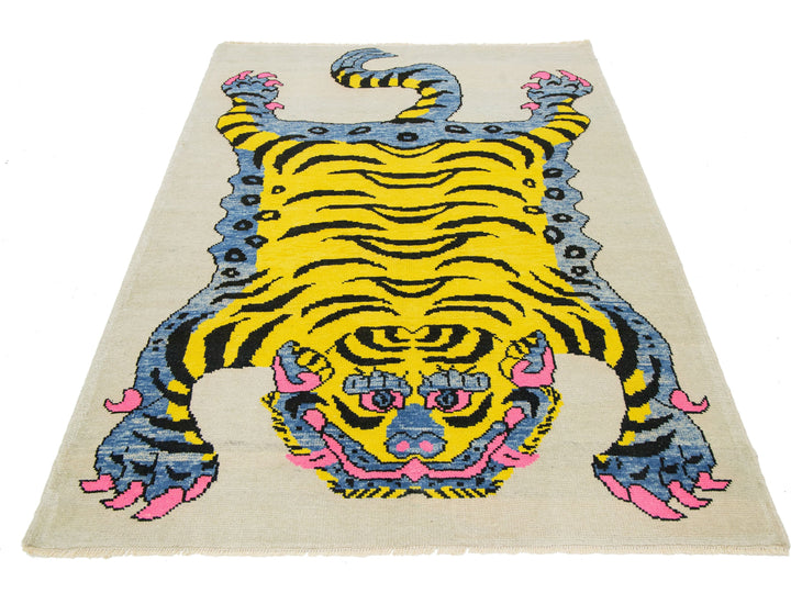 Modern Tiger Wool Rug 5 X 8