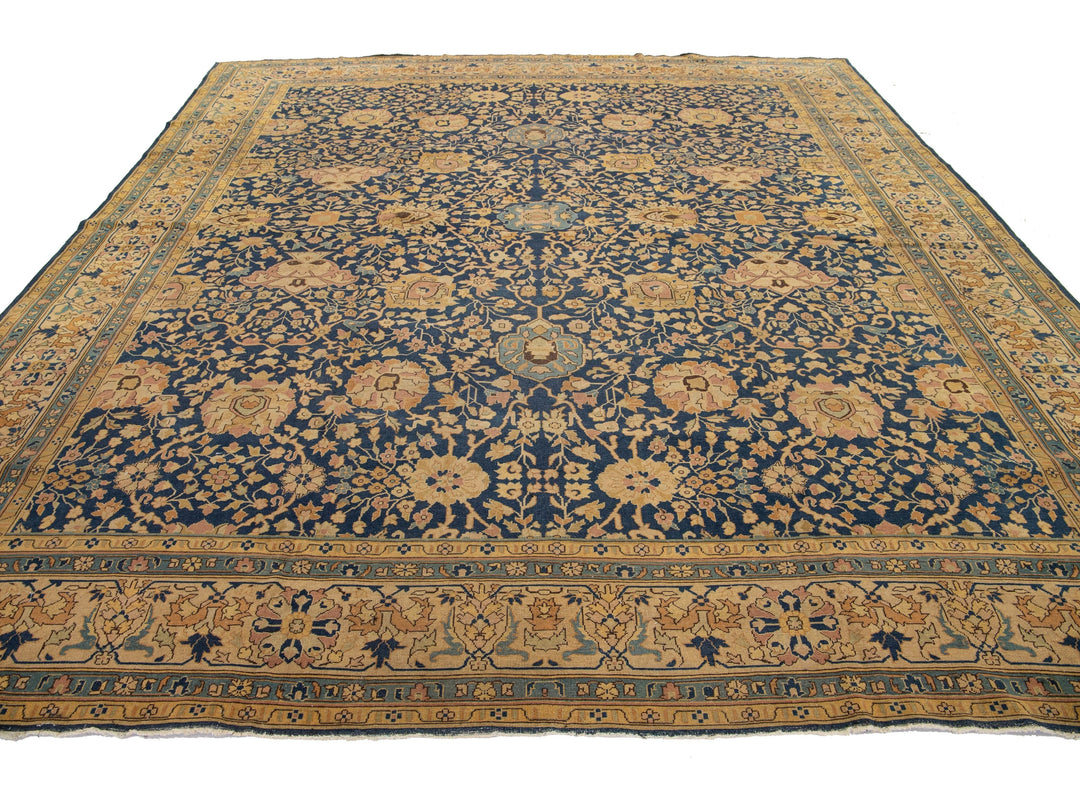 Antique Persian Tabriz Wool Rug 11 X 12