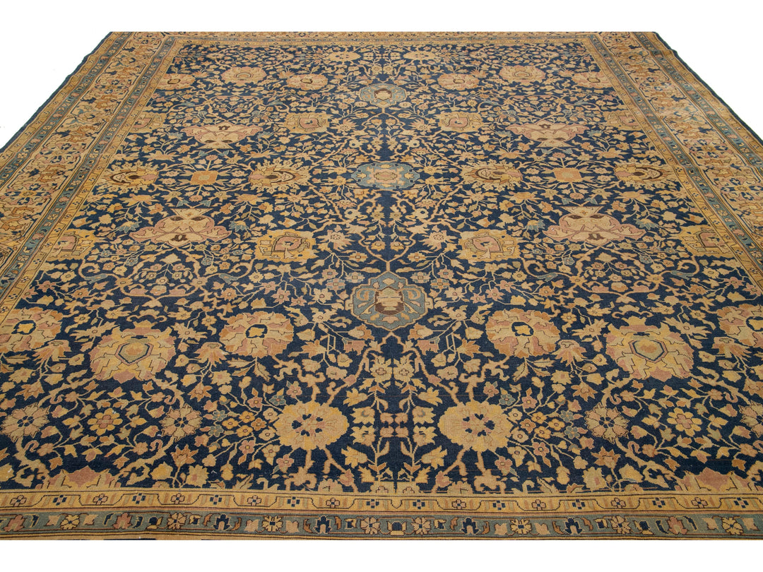 Antique Persian Tabriz Wool Rug 11 X 12