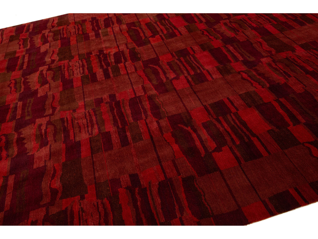 Modern Tibetan Wool and Silk Rug 10 X 13