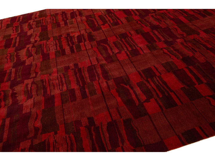 Modern Tibetan Wool and Silk Rug 10 X 13
