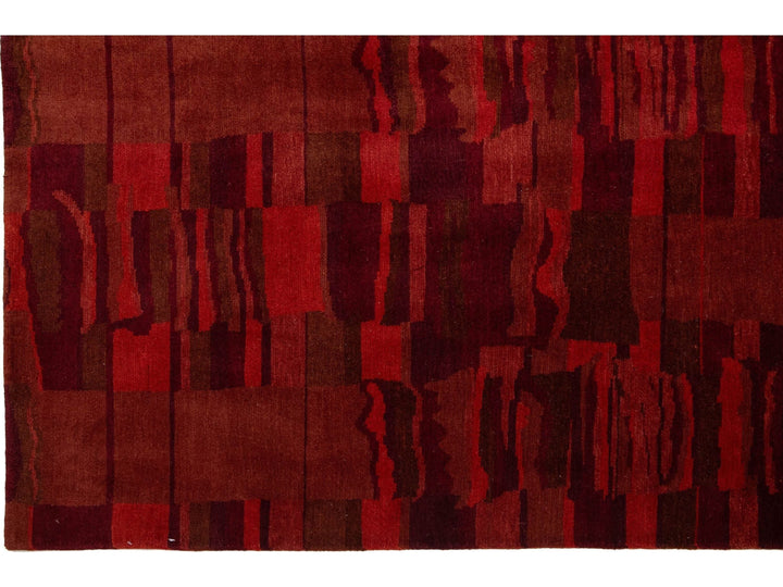 Modern Tibetan Wool and Silk Rug 10 X 13