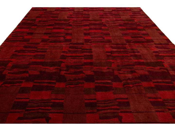 Modern Tibetan Wool and Silk Rug 10 X 13