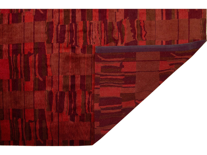 Modern Tibetan Wool and Silk Rug 10 X 13