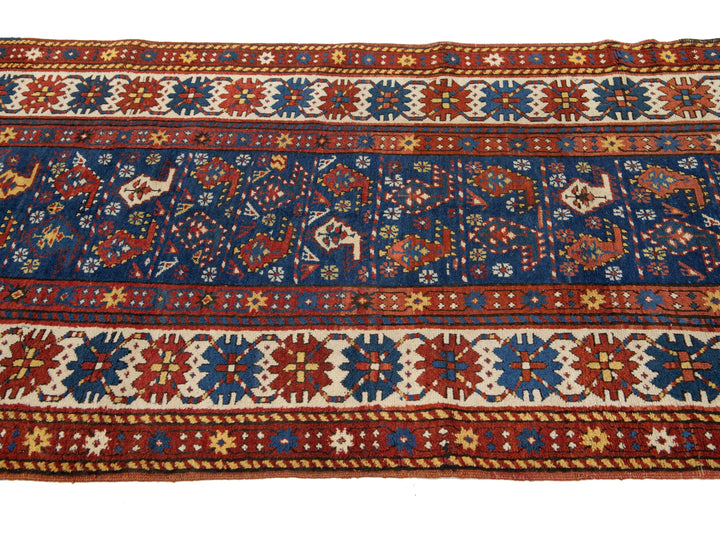 Antique Kazak Wool Runner 4 X 8
