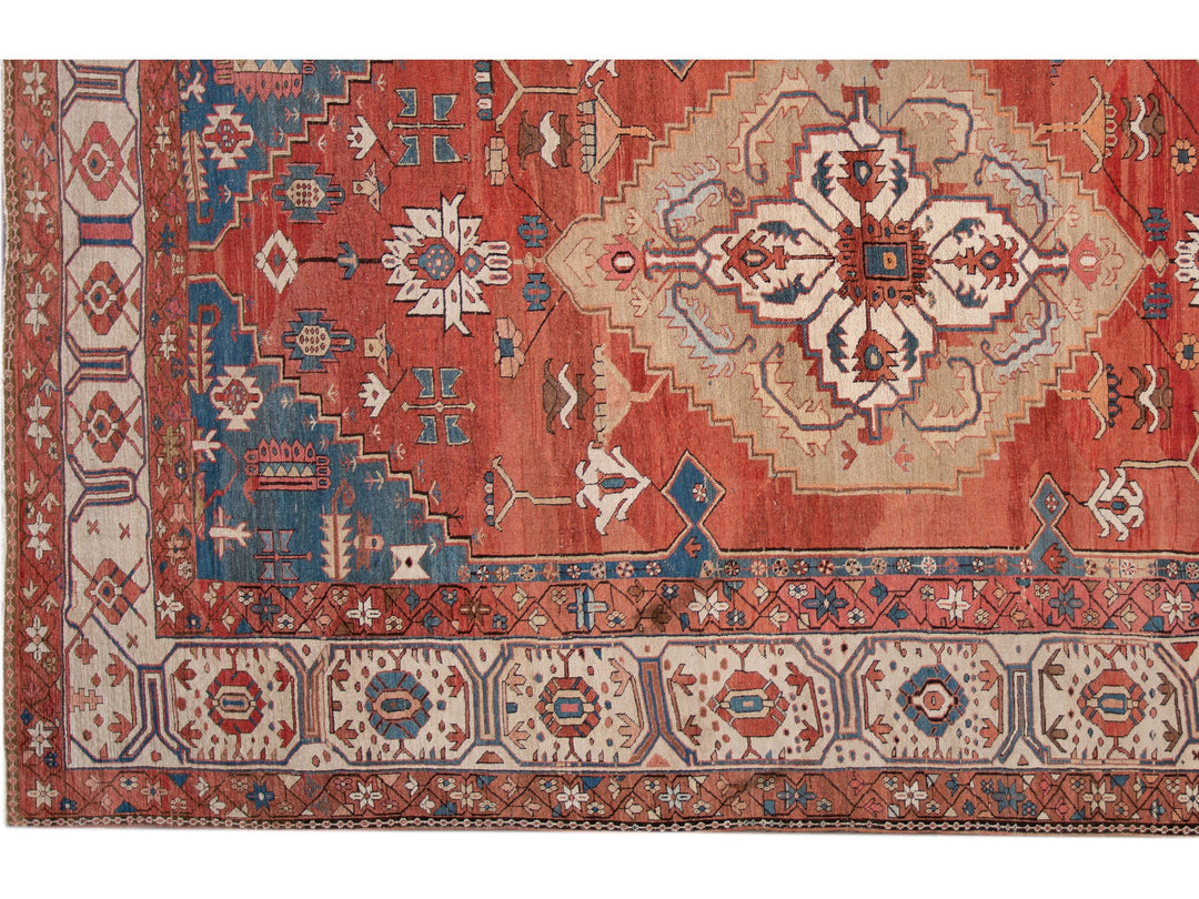 Antique Serapi Wool Rug 10 X 15