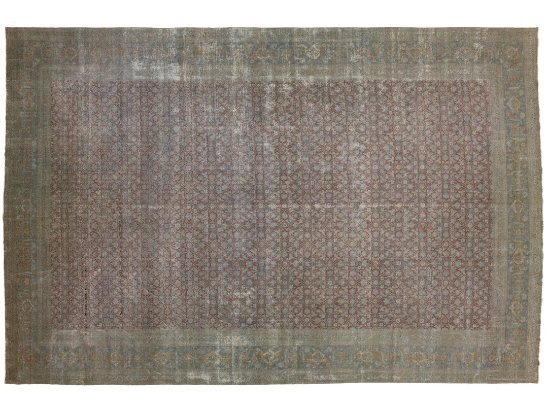 Antique Tabriz Wool Rug 14 X 22