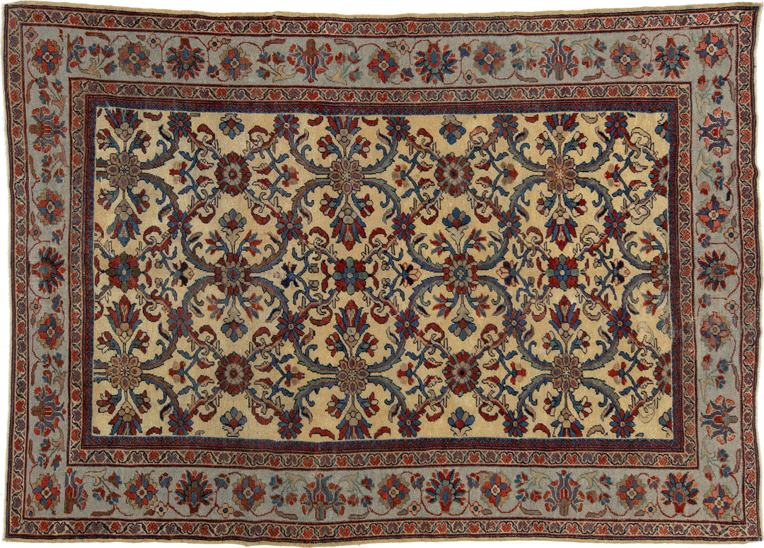 Antique Persian Mahal Wool Rug 7 X 10
