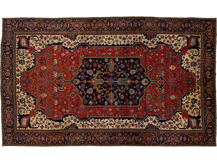 Antique Persian Heriz Wool Rug 13 X 22