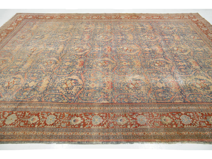 Antique Persian Mahal Wool Rug 10 X 14
