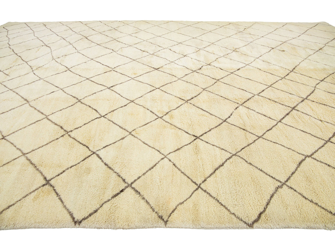 Modern Moroccan Wool Rug 14 X 21