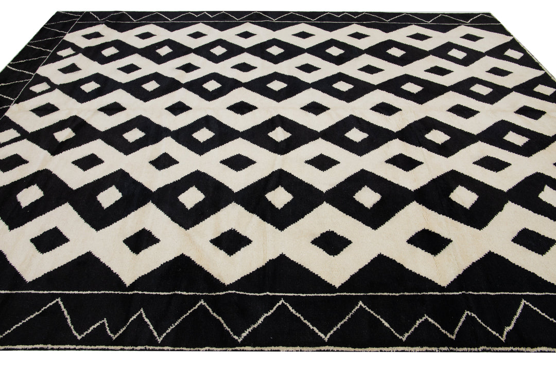 Modern Moroccan Wool Rug 9 X 12