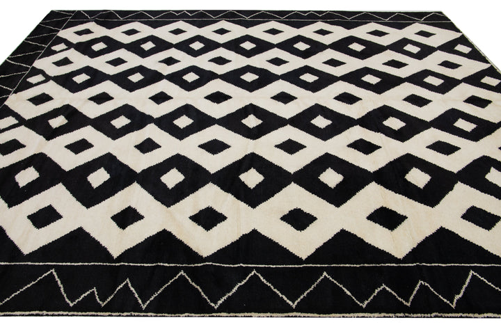 Modern Moroccan Wool Rug 9 X 12