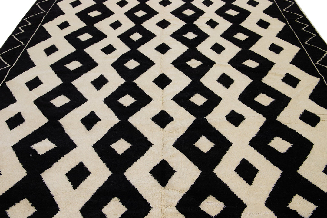 Modern Moroccan Wool Rug 9 X 12