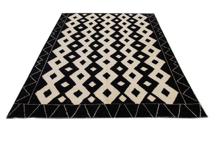 Modern Moroccan Wool Rug 9 X 12
