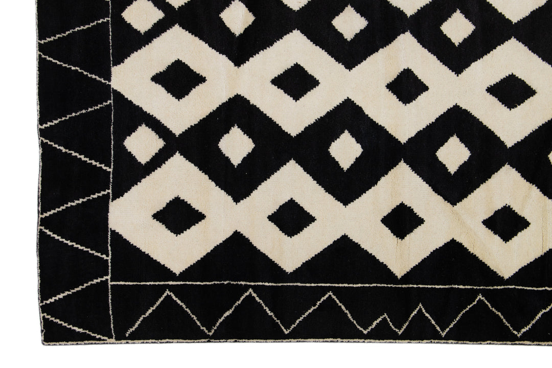 Modern Moroccan Wool Rug 9 X 12
