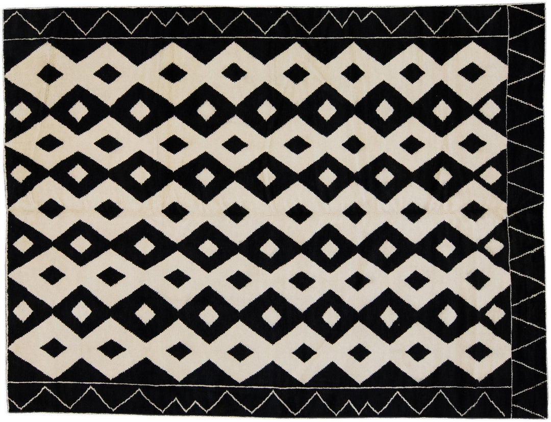 Modern Moroccan Wool Rug 9 X 12