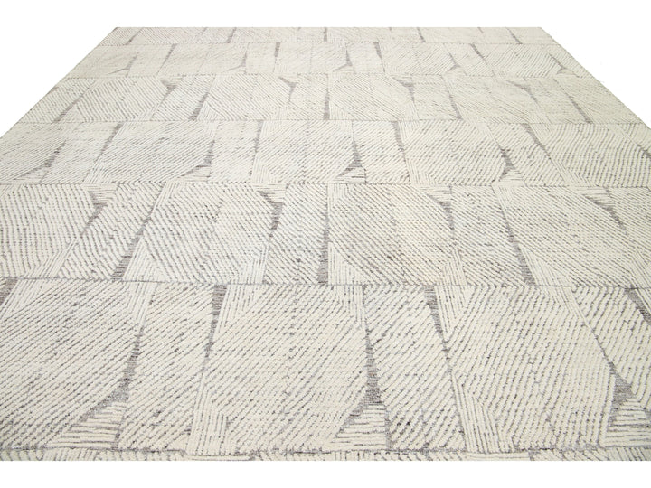 Modern Moroccan Wool Rug 12 X 15