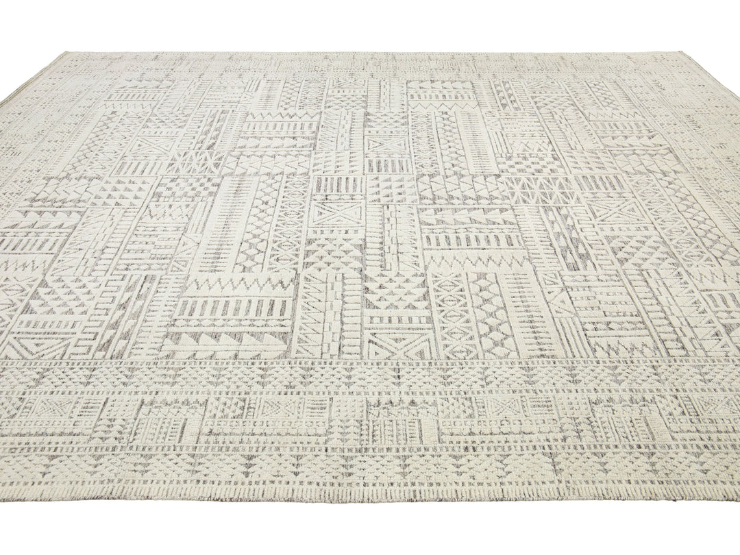 Modern Moroccan Wool Rug 12 X 15