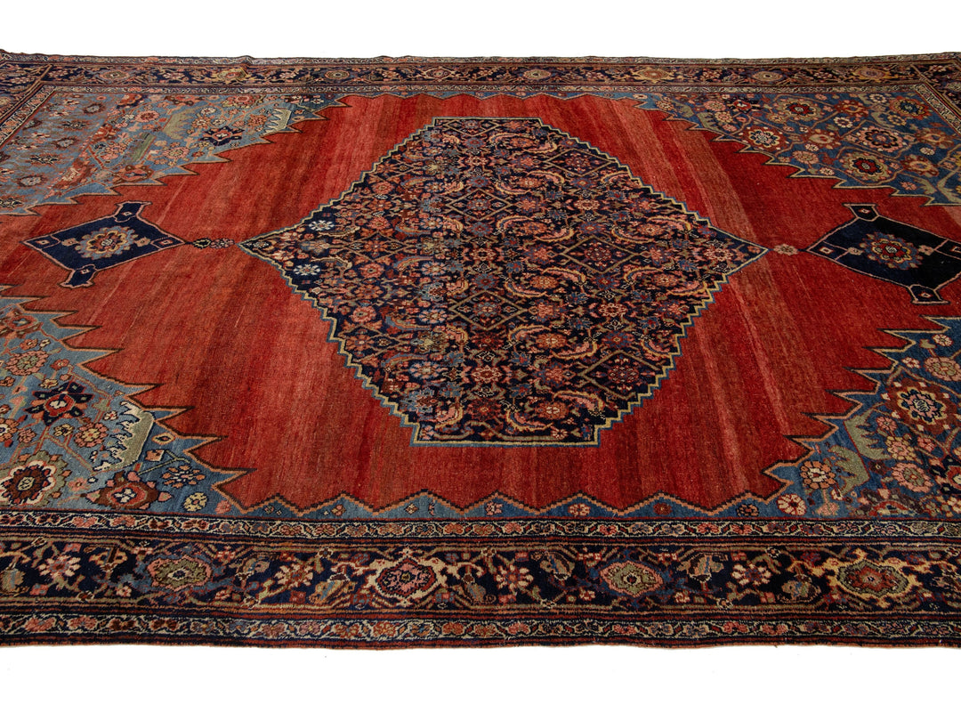 Antique Persian Bidjar Wool Rug 8 X 14