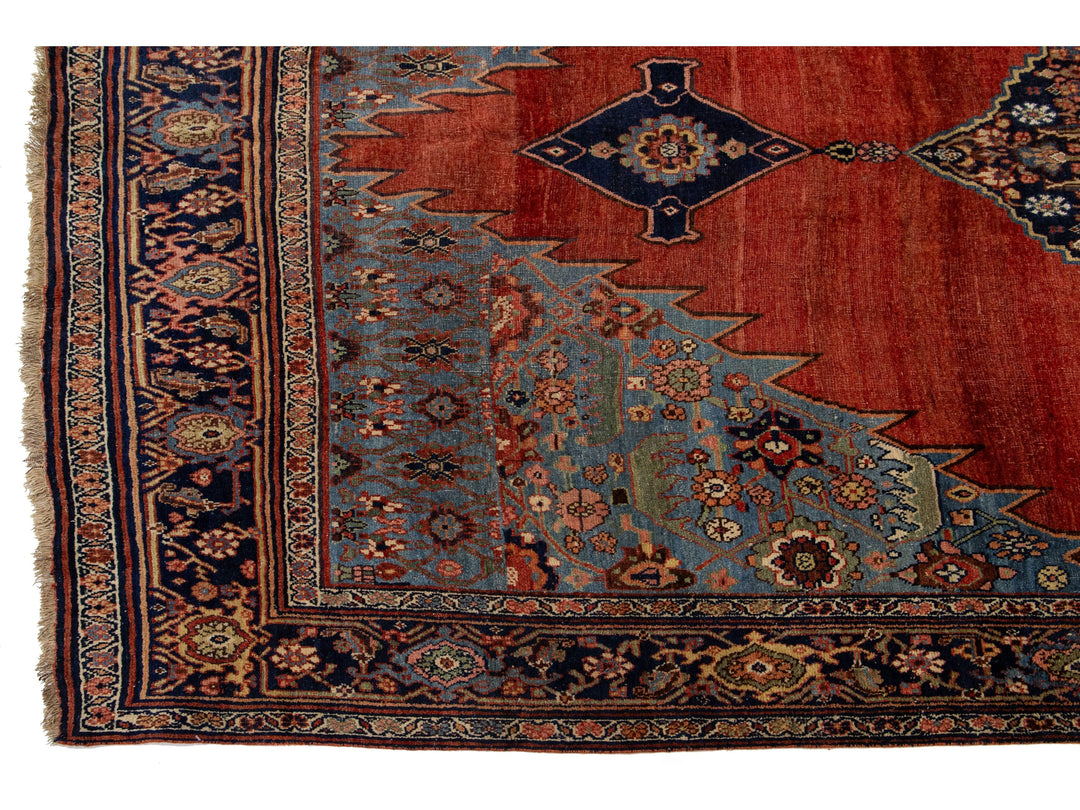 Antique Persian Bidjar Wool Rug 8 X 14