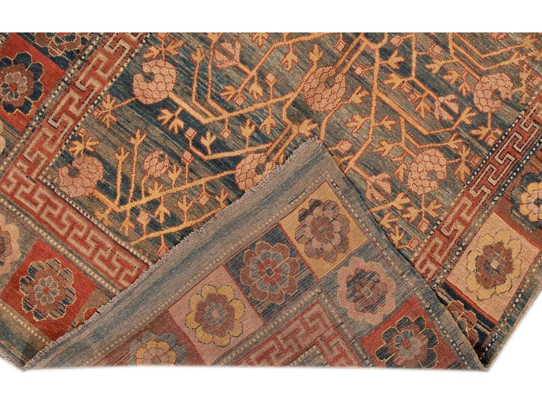 Vintage Khotan Style Tribal Wool Rug 7 X 10