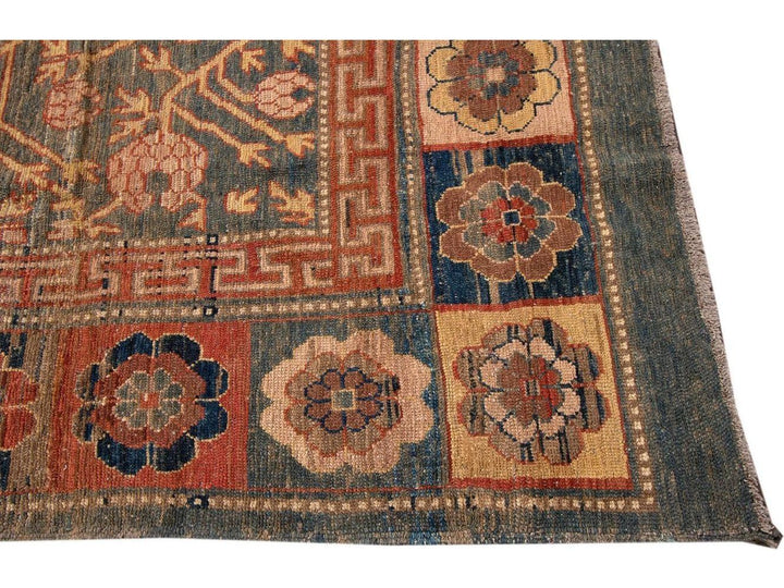 Vintage Khotan Style Tribal Wool Rug 7 X 10